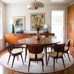 mid century modern round dining -ABL