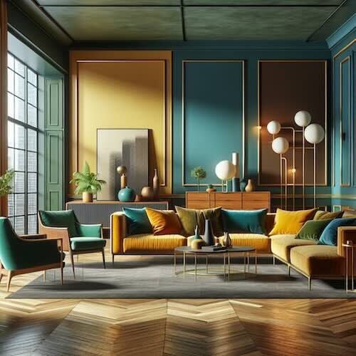 mid century modern living room